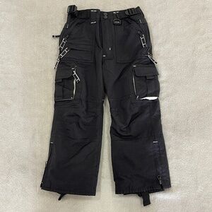 Kids Black Cargo Ski Snow Pants Size Medium